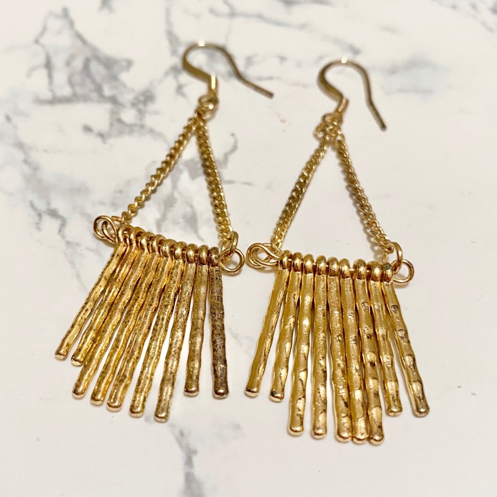 Gold Triangle Fringe Earrings